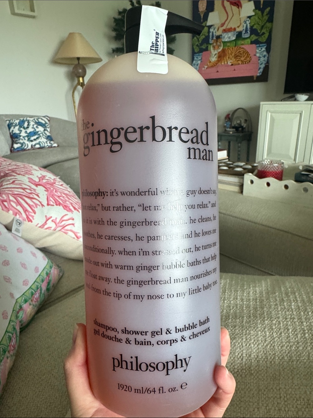 philosophy The Gingerbread Man Shampoo Shower Gel & Bubble Bath 64oz Huge New